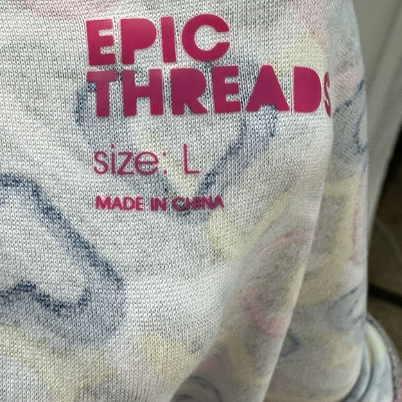 Epic Threads Girls Drop Shoulder Heart Print Dress - Grey Pink White Yellow- Lrg - Picture 4 of 8